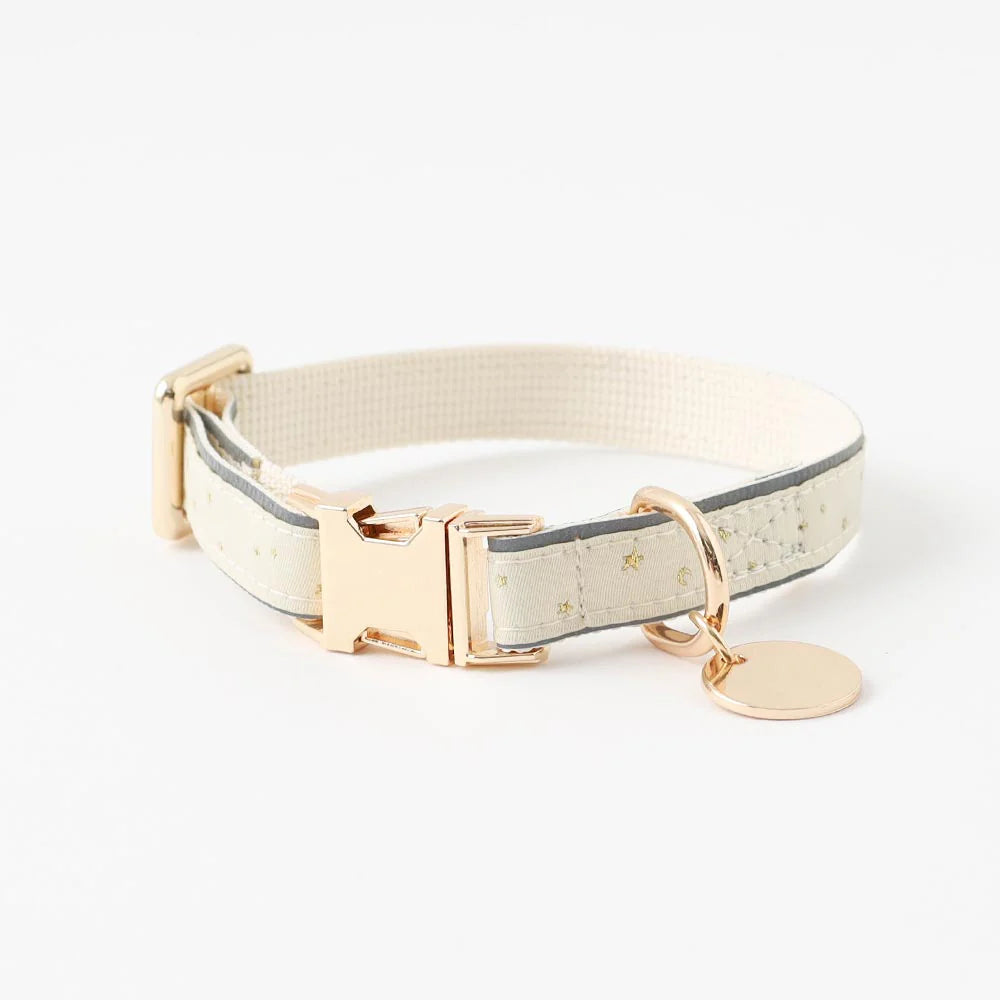 Reflective Collar + engraved Pet Name (Beige)