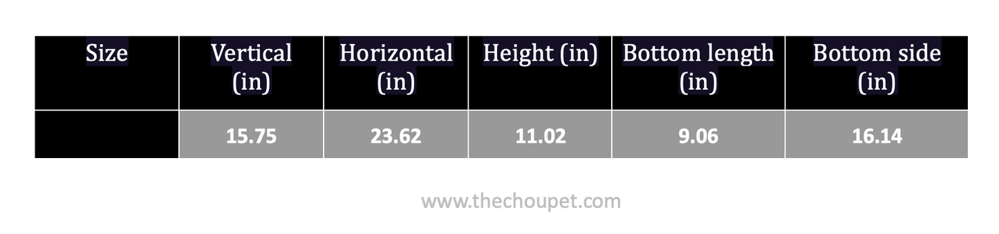pet Basket size chart The Chou Pet