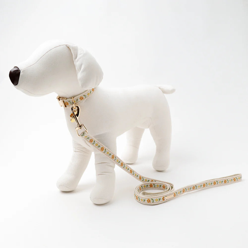 Flowers Embroidered Leash (Orange)
