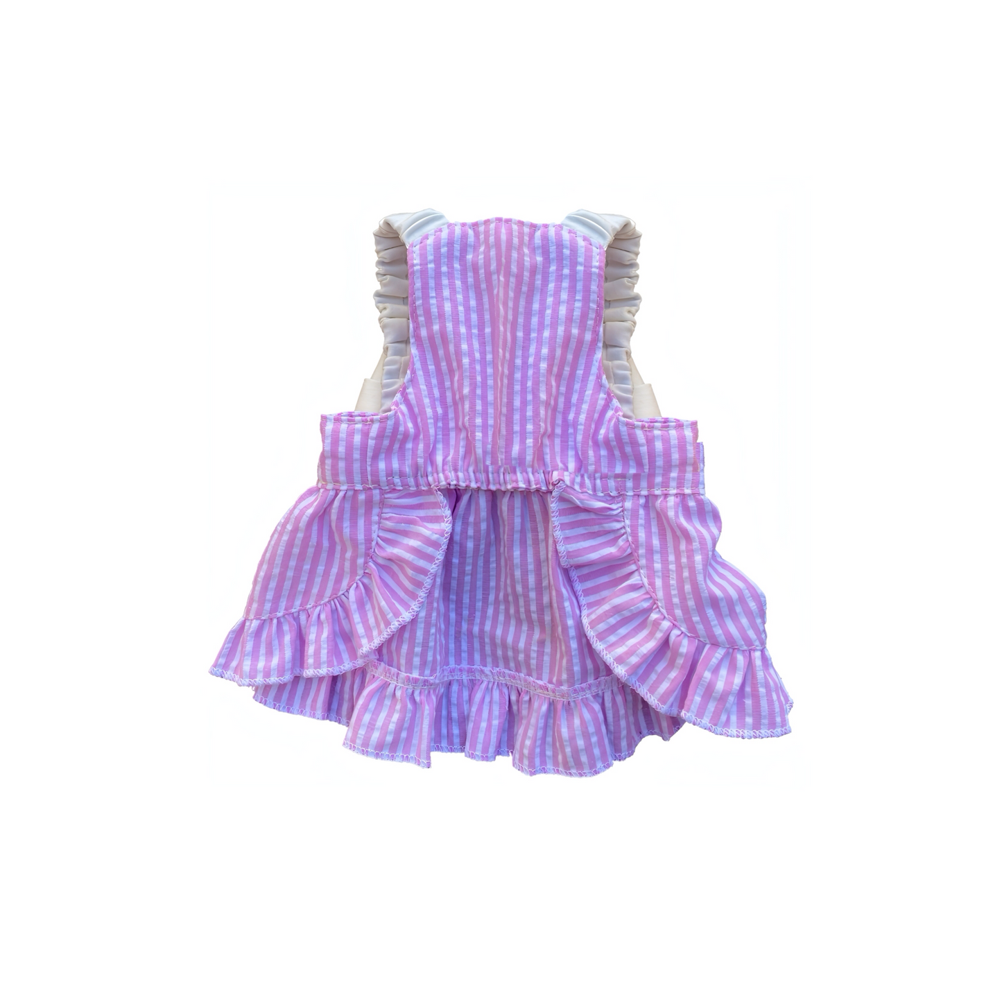 Pink dog dress back with elastic on a white background