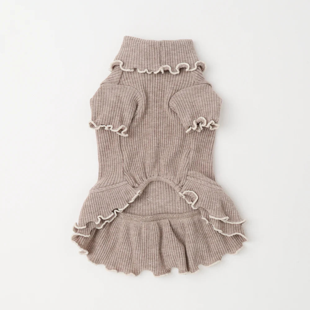 Ruffle Pet Dress - Brown