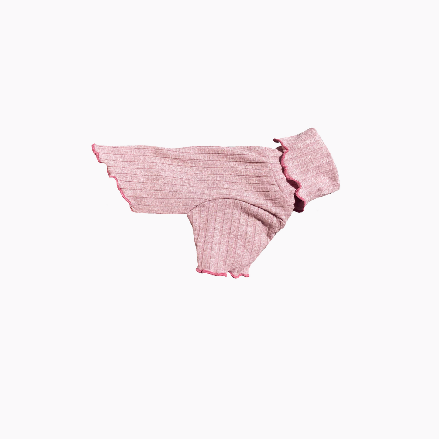 Ribbed Pet Sweater - Pink with pink ruffles