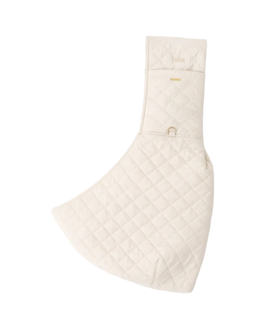 Beige quilted Dog Carrier on a white background