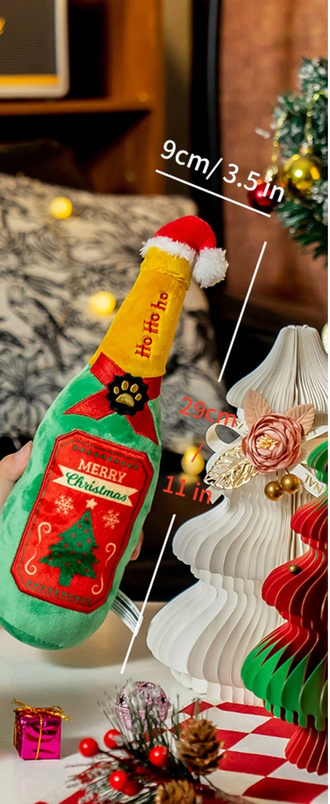 Christmas Bottle Plush Dog Toy