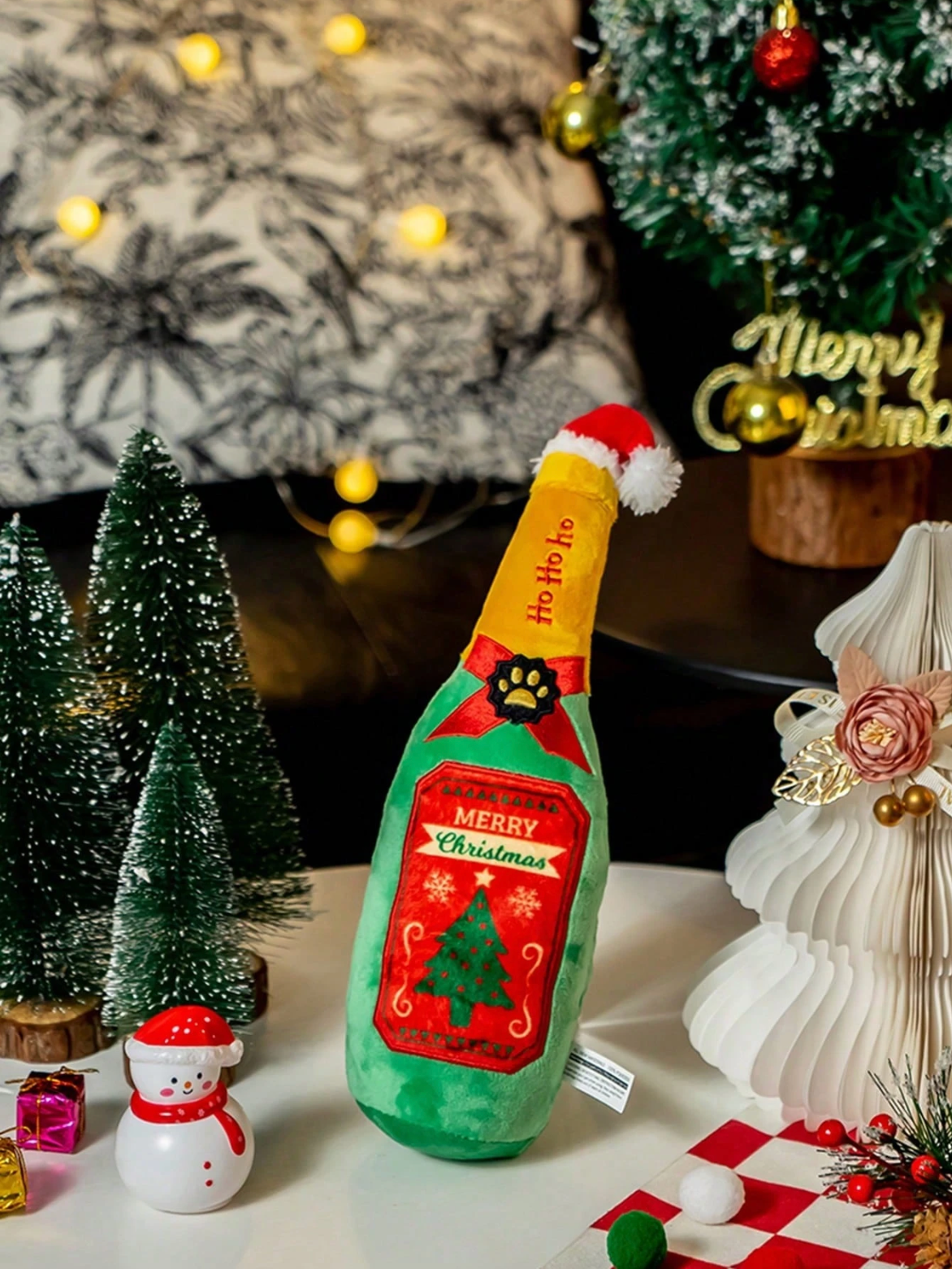 Christmas Bottle Plush Dog Toy